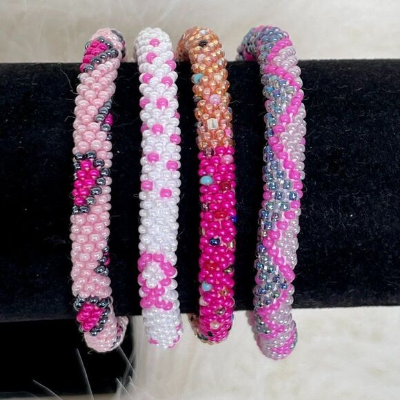 ALL PROFITS TO CHARITY! Bracelets Hand Crocheted in Nepal (set of 4) #684 - Picture 3 of 5